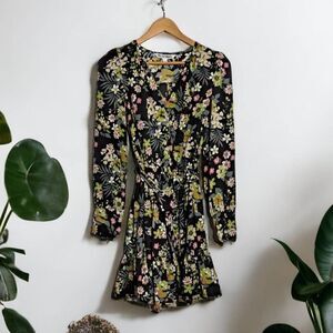 Walter  Baker Long Sleeve Floral Dress Black Small